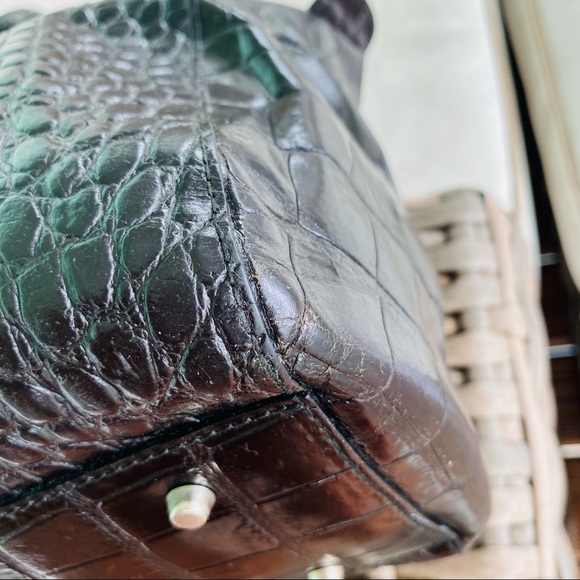 Furla Black Moc Croc XL Satchel EUC - Picture 8 of 17